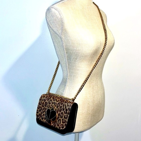 kate spade Nicola Metallic Leopard Twistlock Leather Shoulder Bag - Picture 10 of 17